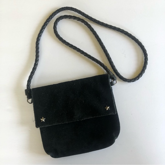 American Eagle Black Suede Foldover Bag - Picture 2 of 7